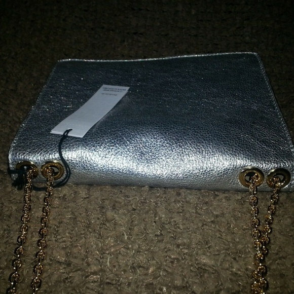 GIANNI CHIARINI-Silver Pebbled Leather-Gold Chain - Picture 4 of 7